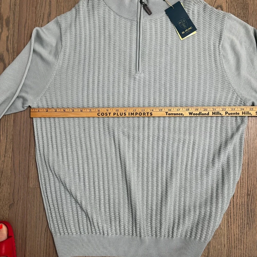 G.MAC Apparel Quarter Zip Pullover Sweater‎ Men's XXL Gray Knit Texture